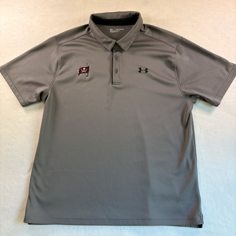 Tampa Bay Buccaneers Shirt Men's XXL Gray NFL Football Under Armour Golf Polo